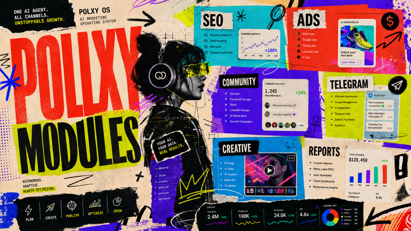 Polxy modules maximalist artwork